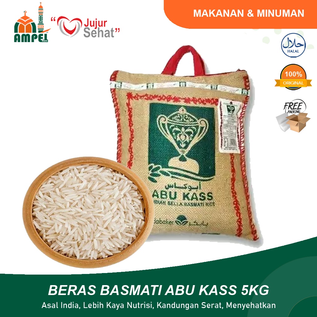 

Beras Basmati Abu Kass / Punjab King Asli India Kemasan 5kg Khas Timur Tengah Untuk Biryani Kebuli