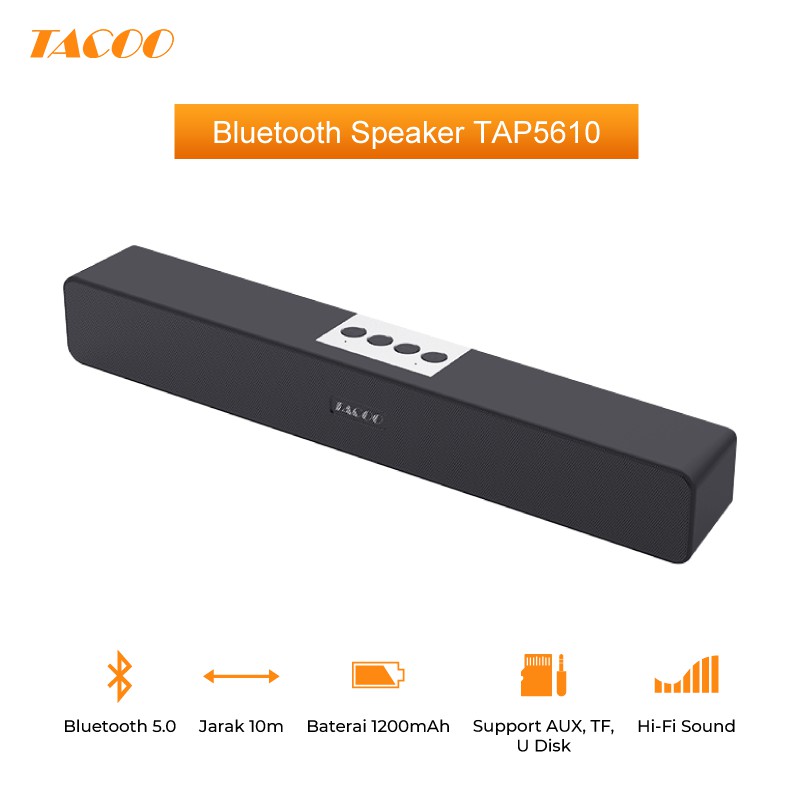 

【NEW PRODUCT】TACOO Bluetooth Speaker TAP5612 Deep Bass Hi-Fi Sound 1800mAh (7-8 hours)