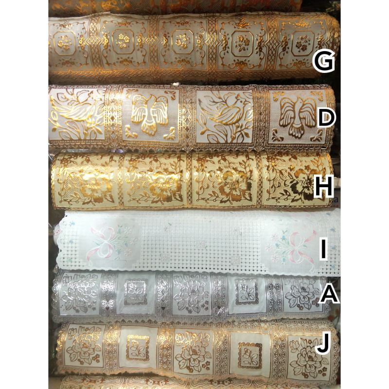 TAPLAK MEJA METERAN GOLD MERAH HIJAU PUTIH lebar 50CM MEJA TAMU MEJA MAKAN TABLE RUNNER TABLE CLOTH 