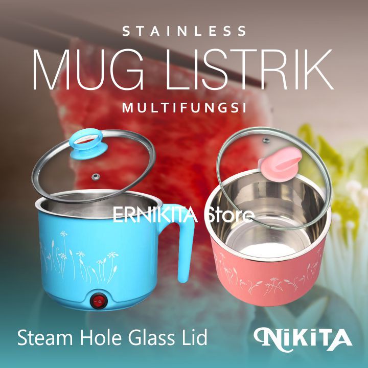 NIKITA MUG LISTRIK + PEREBUS TELUR - Mug Pemanas Air Stainless Multiguna