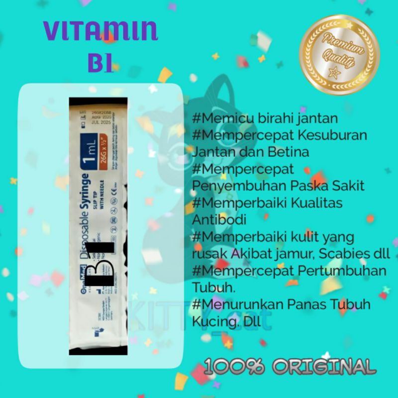 Vitamin B1 suntik kucing utk birahi jantan kesuburan jantan dan betina penyembuhan Antibodi bulu