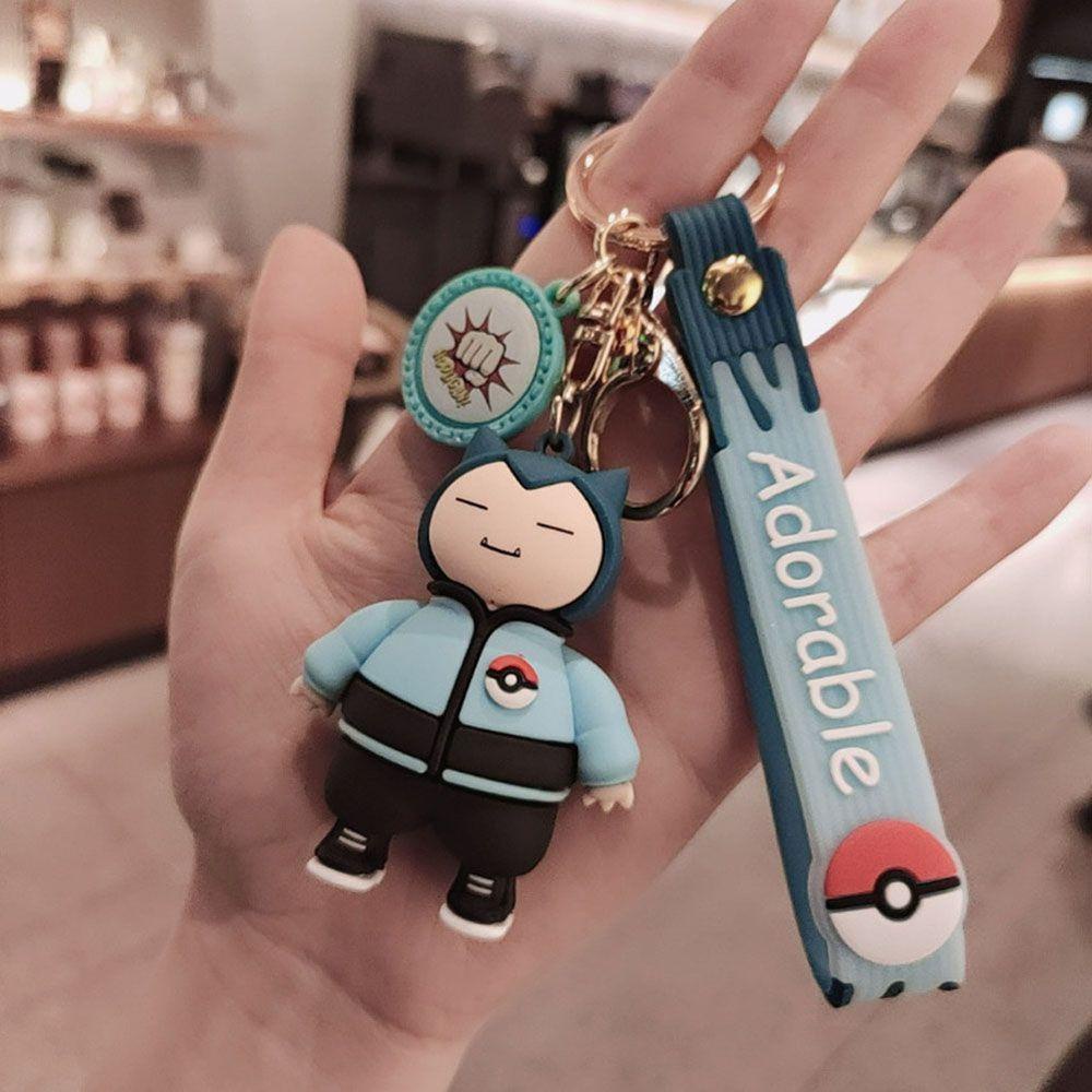 Gantungan Kunci Agustin Pikachu Lucu Anime Jepang Miniatur Jenny Turtle Keyring Spray Fire Dragon Key Ring