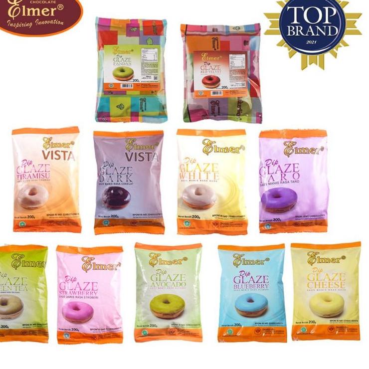 

hzcp365 DIP GLAZE ELMER SAUS CAIR TOPPING CELUPAN DONAT alpukat blueberry cheese keju 200gr ♏ 53