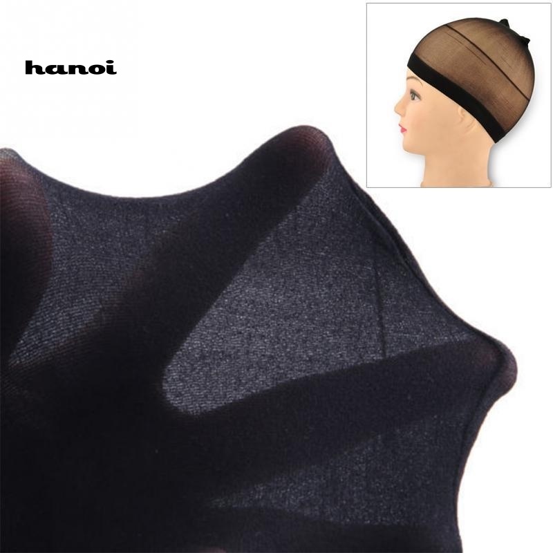 Han_ 2Pcs / Set Topi Stocking Jaring Mesh Elastis Untuk Wig / Rambut Palsu Wanita