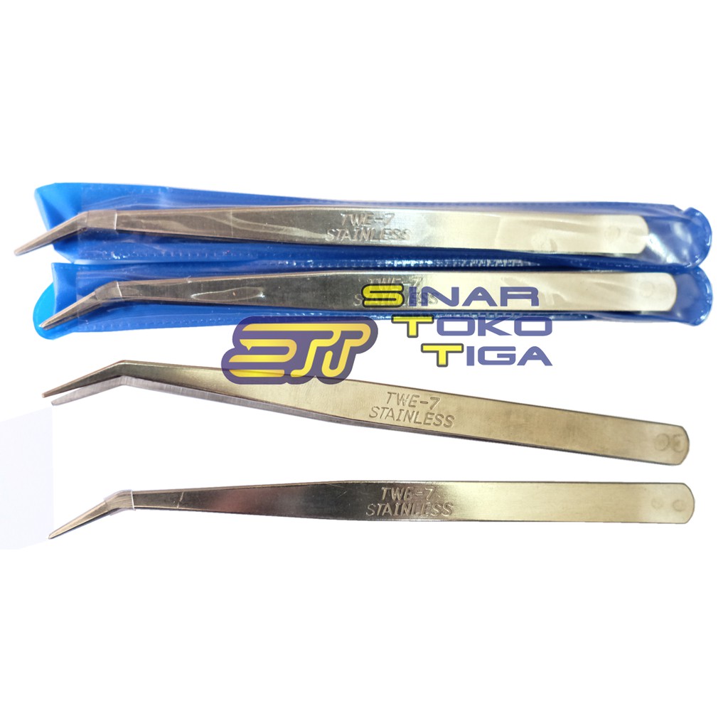 KUALITAS SUPER TEBAL Pinset / Pingset / Twizer / Tweezer Benang Bengkok Stainless