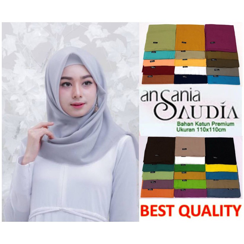 Jilbab / Hijab ANSANIA SAUDIA Rawis Segiempat / Square / Katun Premium Original Part 1