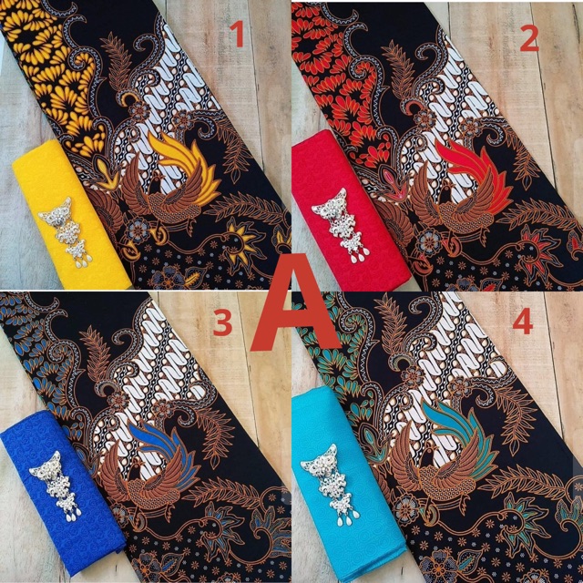 KATUN PRIMA HALUS Kain Batik Merak Velvet Merah Biru Hitam
