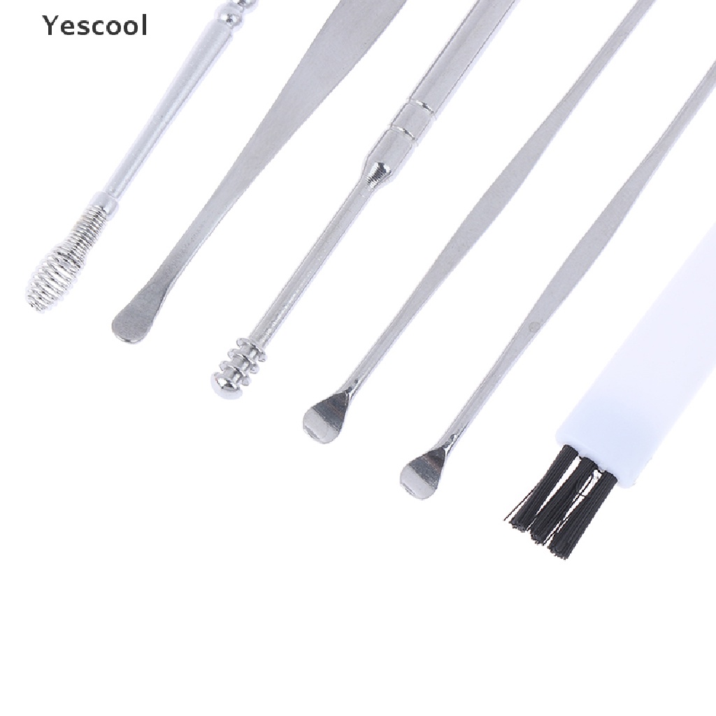 Yescool 6Pcs / Set Korek Kuping Bahan Stainless Steel