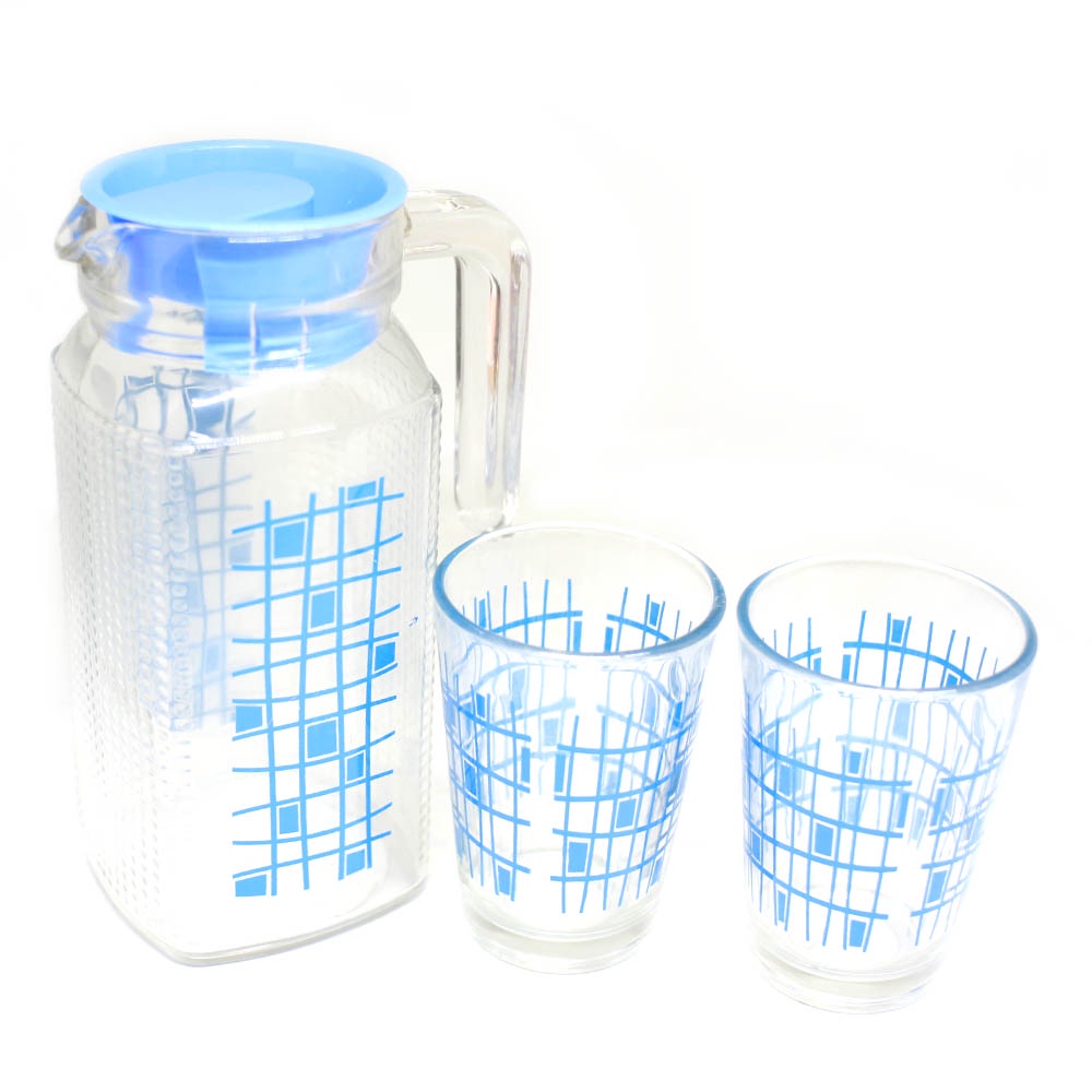 FM - Pitcher Set teko gelas kaca isi 3 pcs - Random Warna 864-827