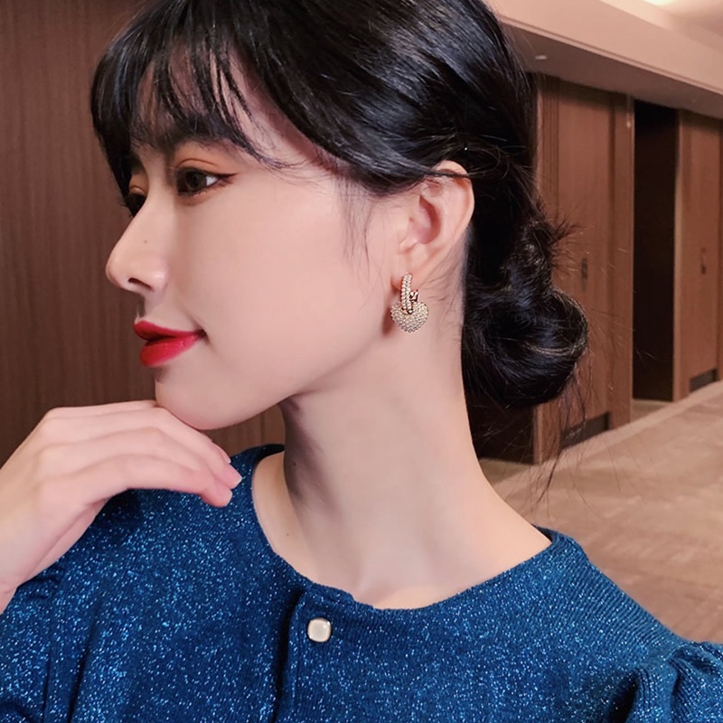 Anting Hoop Emas 14k Bentuk Hati Aksen Mutiara Gaya Korea Untuk Wanita
