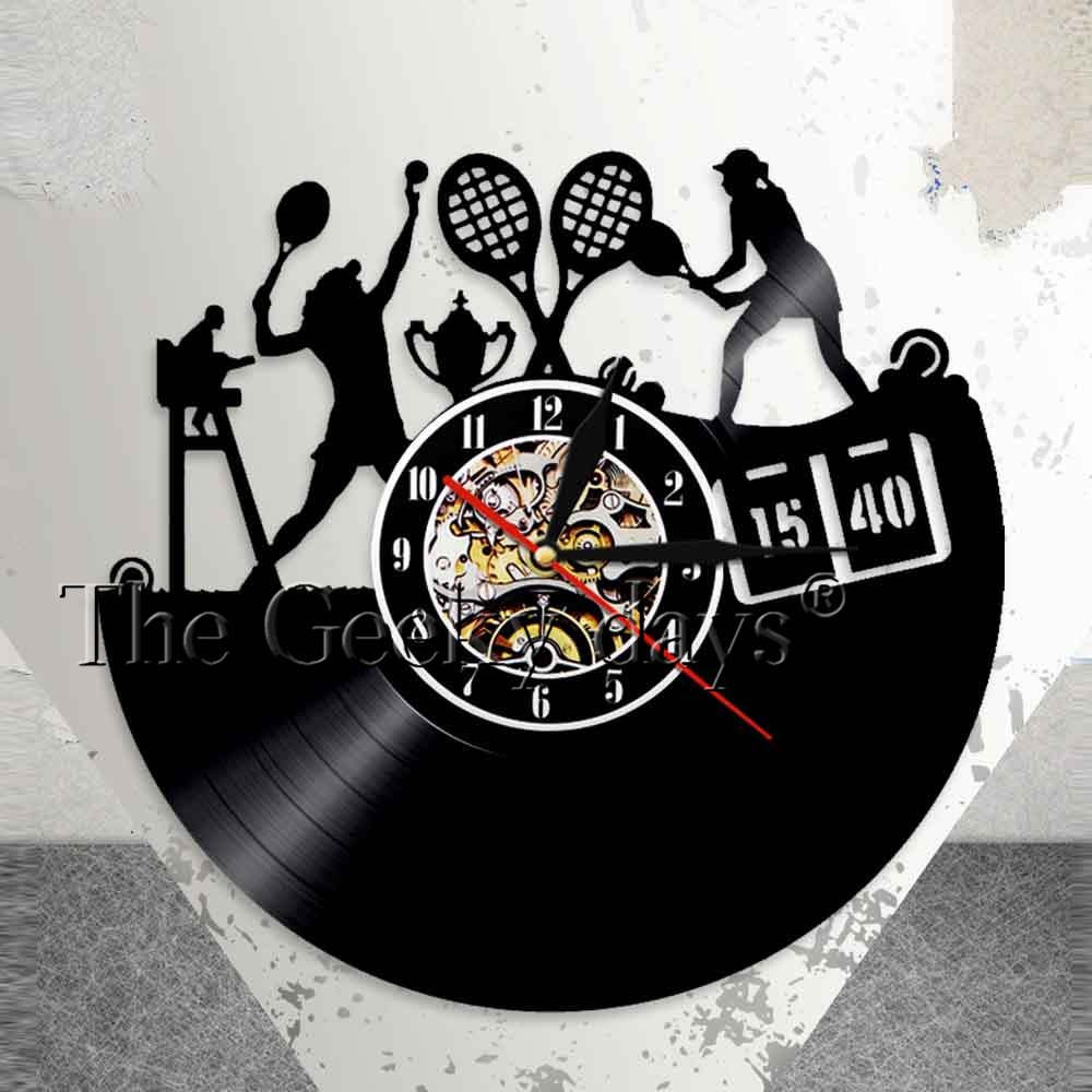 Free Ongkir Female Tennis Player Sports Wall Art Wall Clock Tennis Game Live Vinyl Record Wall Shopee Indonesia