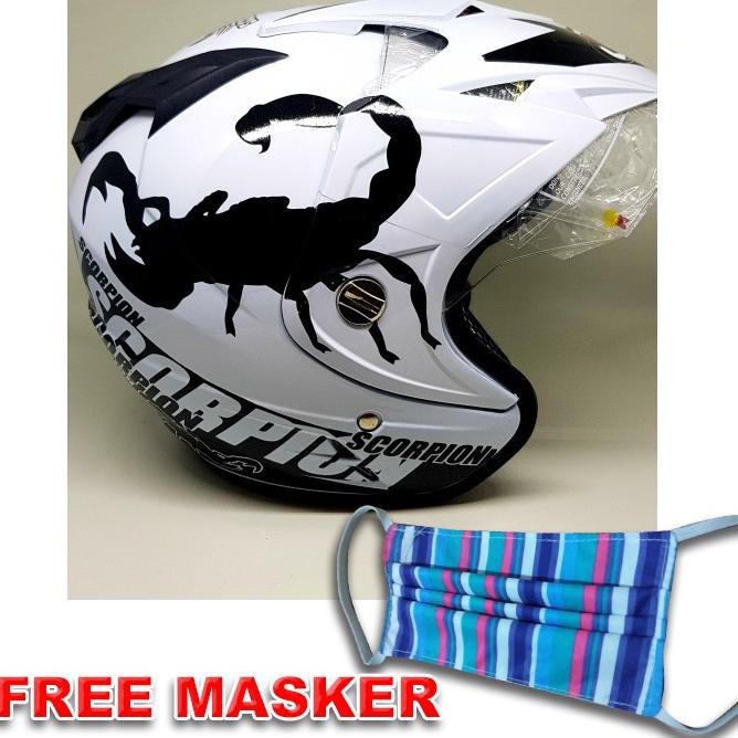 Uc3Code PROMO Helmet Double Visor TGP Motif Scorpions Warna Putih Setara Helm KYT INK GM WTO(ready)