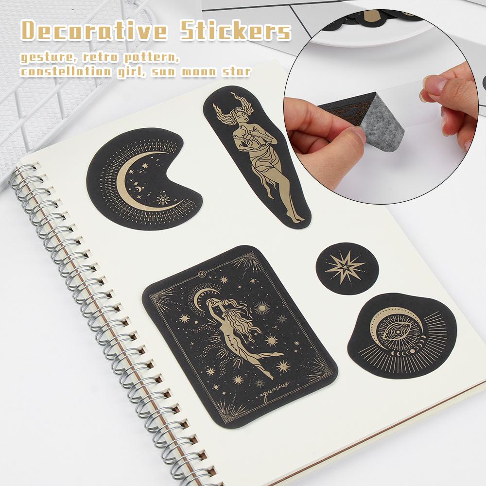 Solighter 1set Scrapbook Stiker Hias Perlengkapan Scrapbooking Album Diary Ornamen Cap Emas Matahari Bulan Bintang