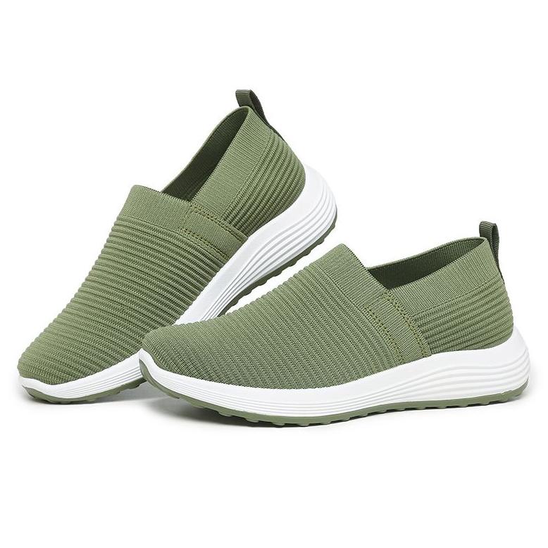 Seven_Day Sepatu Rajut Slip On Wanita Olahraga Tanpa Tali Sport Shoes Hijau A-667