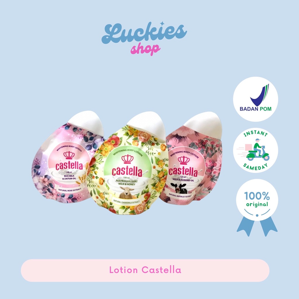 Lotion Castella Beras Ori BPOM Pemutih Kulit Body Lotion Castella Sapi New Packaging Castella Domba Rice Milk Almond Goat Gluta Hya Papaya