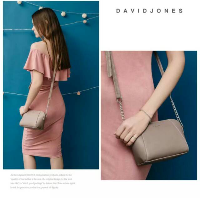 David Jones Paris Tas selempang Wanita/ Tas tangan kulit PU /Tas bahu small rantai original