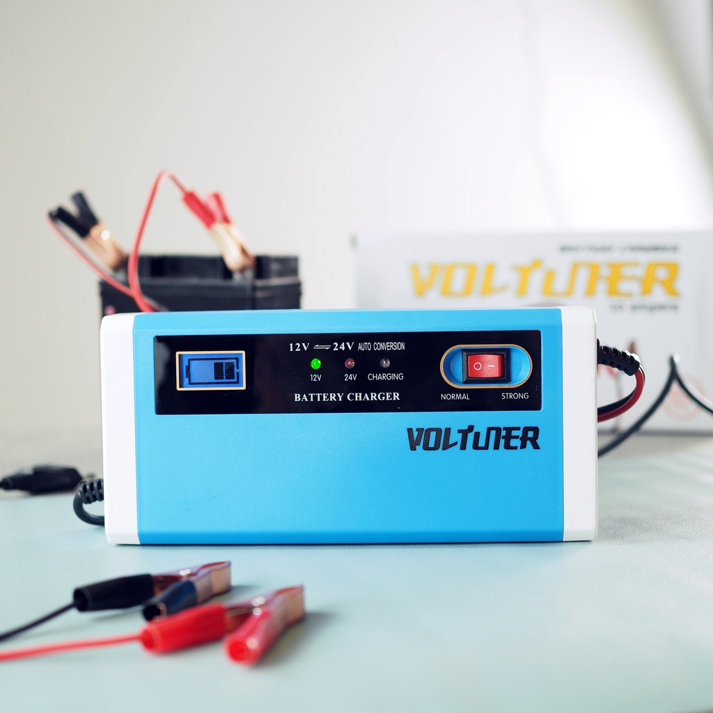 Voltuner Cas Aki Charger Aki 12 v dan 24 v 10 ampere PURE dan Original Brand