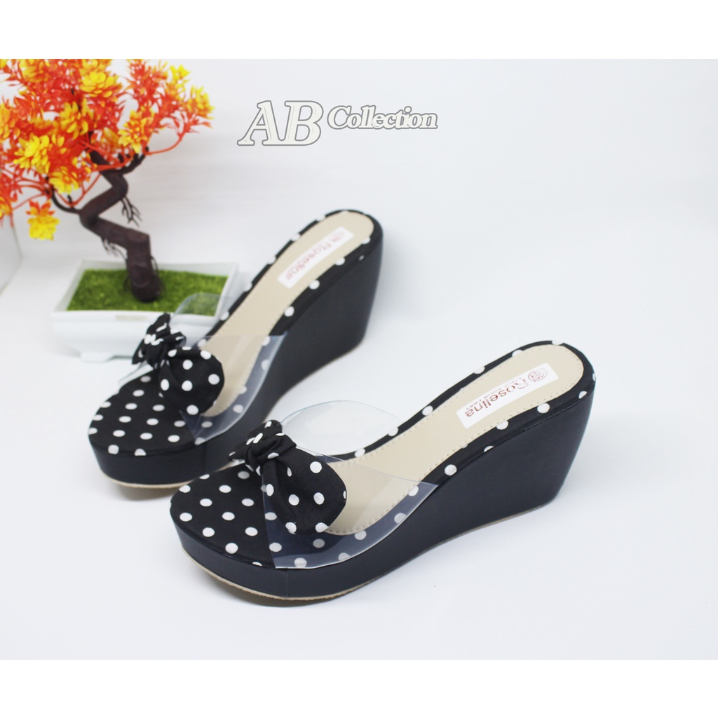 Sandal Wedges Wanita Polkadot Terbaru Sandal Wanita wedges Sandal Wedges Murah