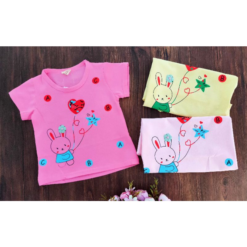 ABC Balon Love / Kaos Import Anak Perempuan Usia 1/2 - 2 TH / Pakaian Anak Import / Grosir Baju Anak