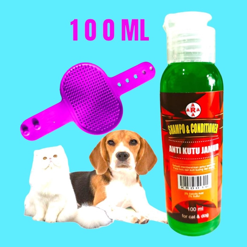 sampo kucing dan sikat grooming netto 100 ml anti rontok/kutu/jamur