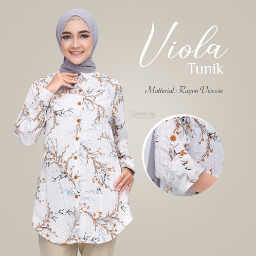Baju Wanita Terbaru 2022 Murah Original Kemeja Tunik Rayon Viscose Muslim Kekinian Motif Flora Murah