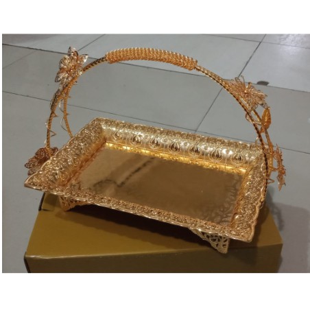 Nampan Emas Arab Gagang NAM004 Ukuran 28x18 Cm Oleh-Oleh Haji Umroh