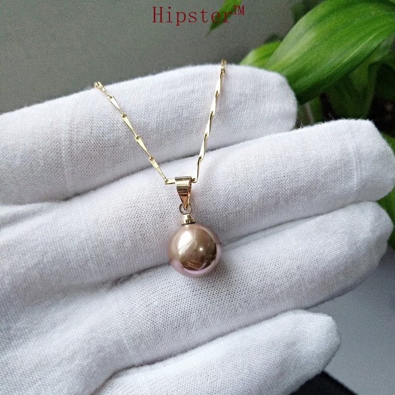 Retro Elegant Natural Freshwater Pearl Pendant Rose Gold Necklace