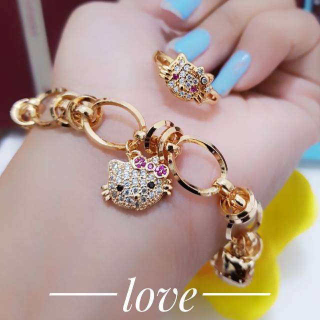 Set kitty gelang tangan plus cincin