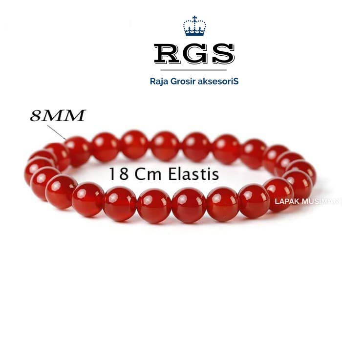 [Bayar Di Tempat] RGS GELANG BATU GIOK MERAH ASLI ORIGINAL 8MM