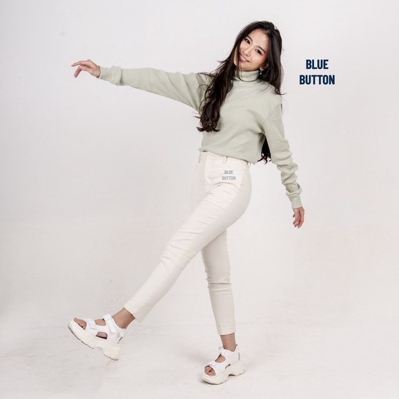BlueButton Celana Panjang Wanita Smart Chino Ankle Pants Kekinian Slim Basic Daily Wear