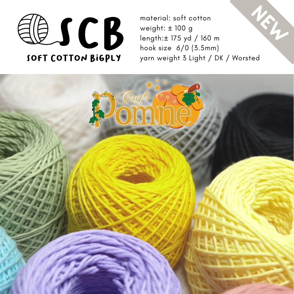 BEST-SELLER!! SCB - Soft Cotton BigPly - Benang Rajut Katun Halus Big Ply - wearables amigurumi