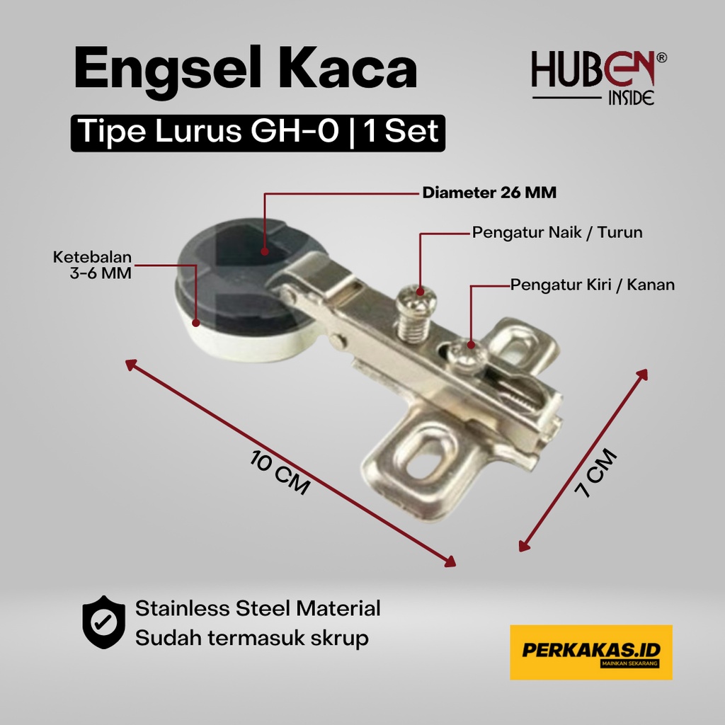 Engsel Sendok Kaca Lurus HUBEN GH-0