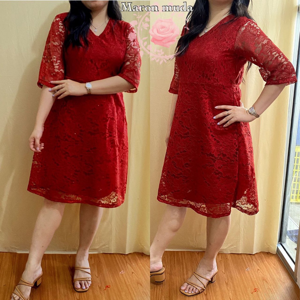 DRESS VIOLA BRUKAT FASHION WANITA / PAKAIAN PESTA  FORMAL KASUAL / GAUN KEBAYA