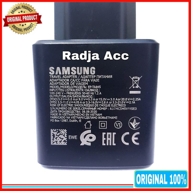 Charger Samsung Galaxy M62 ORIGINAL 100% Super Fast Charging Type C To C 45 Watt