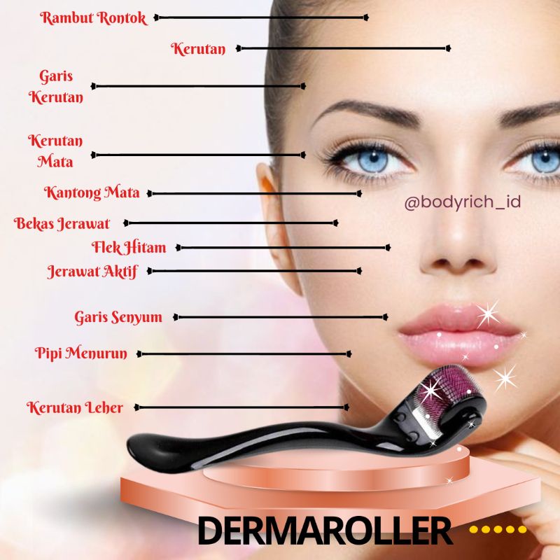 Dermaroller Strechmark Penghilang Bekas Luka Derma Roller Paket Bopeng