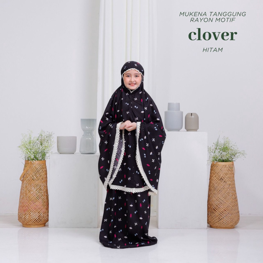 PUSAT MUKENA TASIK - MUKENA RAYON RENDA ANAK TANGGUNG MOTIF CLOVER