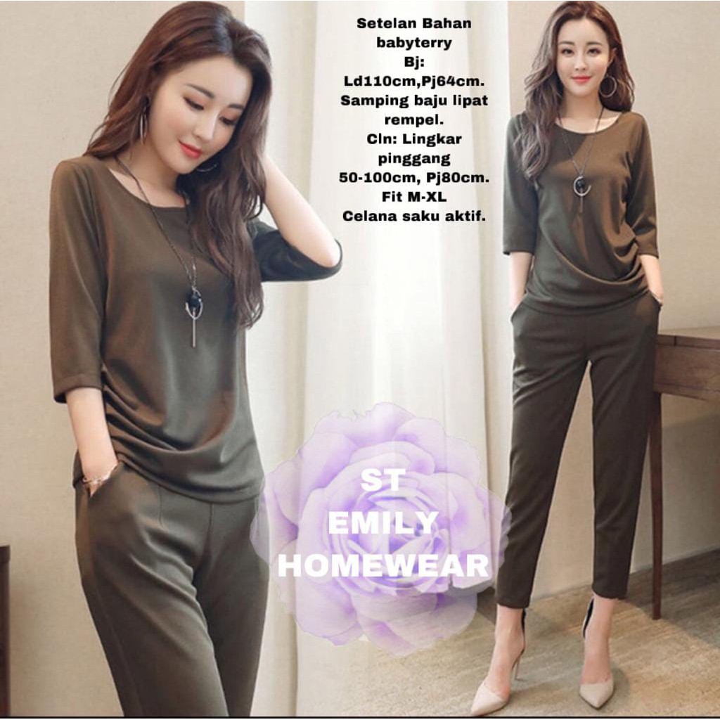 INDOBEST SETELAN EMIL WANITA /SET PAKAIAN KOREA / CASUAL LENGAN PANJANG