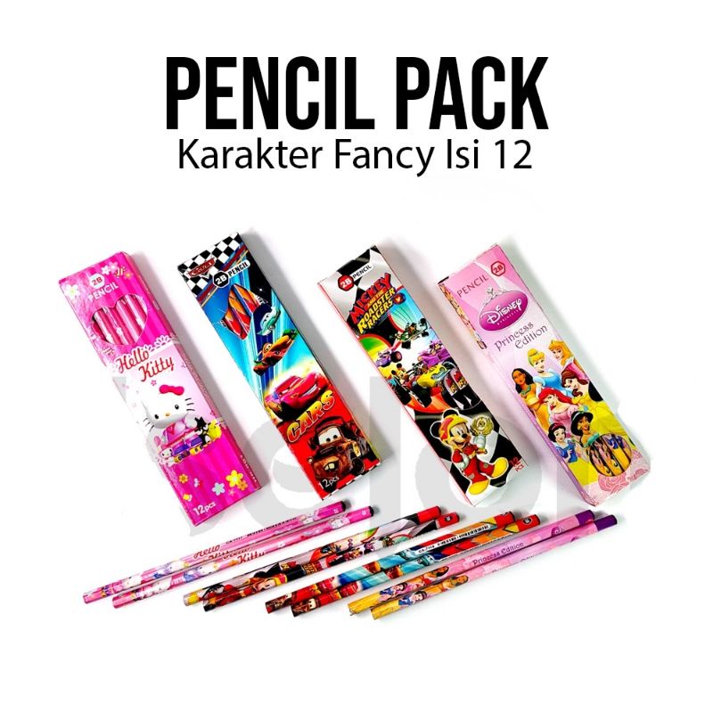 

PENSIL KAYU 2B karakter 12pcs/ 1pack pensil kayu 2B / pensil kayu karakter