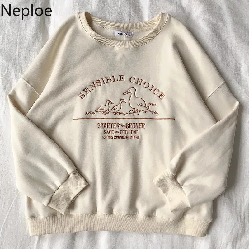 Sweater Wanita Groner Sweater Fleece Sweater Cewek Crewneck Sweater Oversize-2