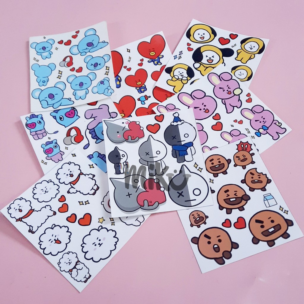 

STIKER TRANSPARAN CHIMMY COOKY TATA KOYA RJ SHOOKY MANG VAN KPOP