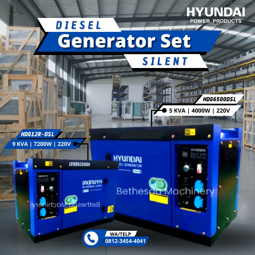 hyundai mesin genset silent 9kVA HDG 12R DSL