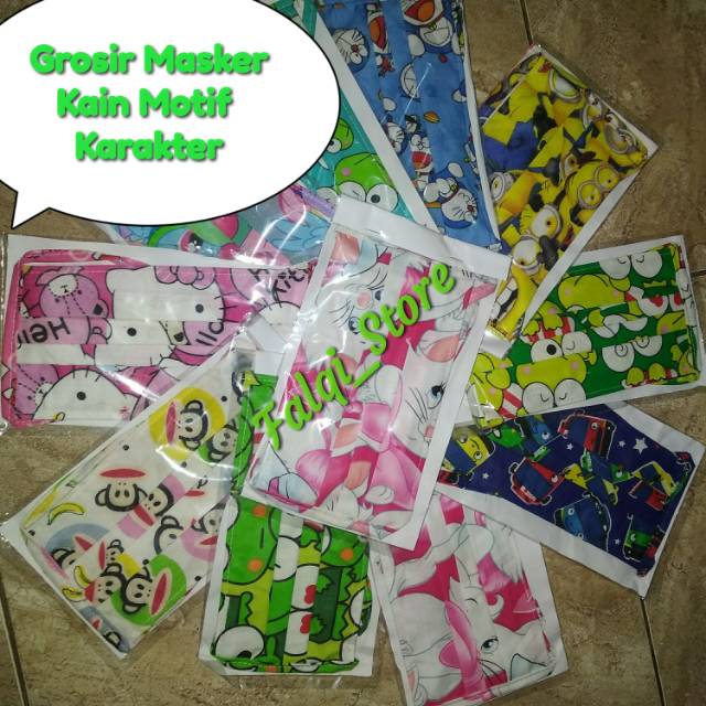 PACKING SATUAN GROSIR Masker  kain  Tali Panjang Karakter 