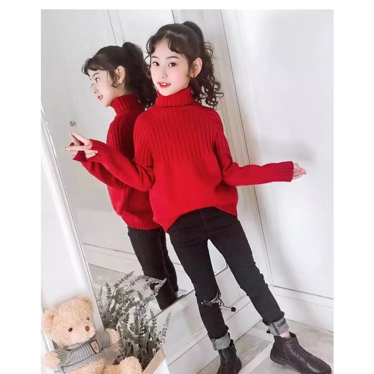 Sweater Turtleneck Anak Rajut Tebal untuk Winter