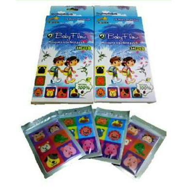 BABY FLOW STIKER ANTI NYAMUK 1 Pak isi 24 pcs / 1 Sachet isi 6 pcs - Mosquito Repellent Patch - AMAN untuk Bayi Babyflow