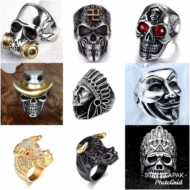 PROMO CINCIN RINGSKUL ringskul ring skull pria wanita cewek cowok cincin tengkorak punk ghotic titan