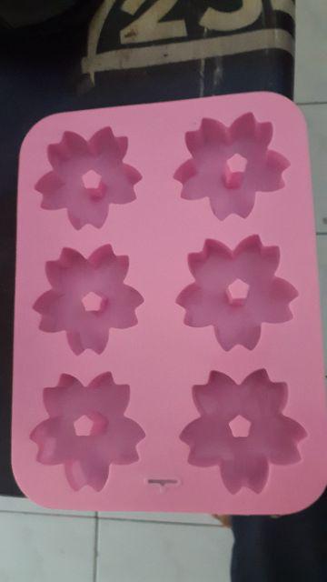 Cj Cetakan  Silikon Kue Puding Sakura 6 Cavity