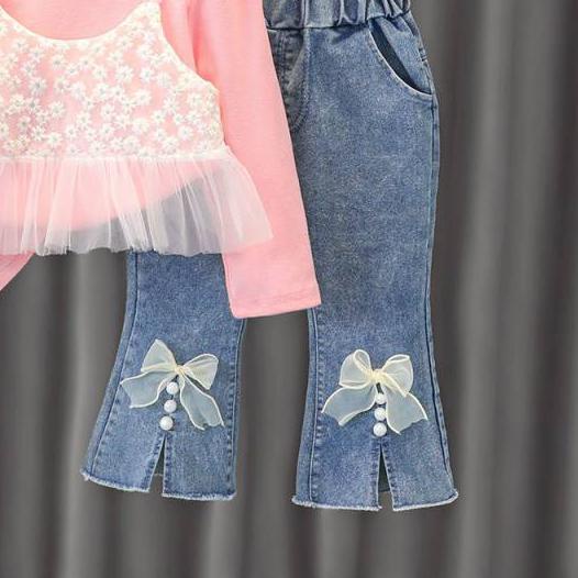 ➬ [Cocobaby Jakarta] Setelan Anak Perempuan Stelan Anak Bayi Perempuan Rompi Bunga Putih ❃