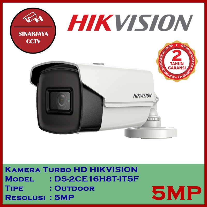 Kamera CCTV Outdoor Hikvision Turbo HD DS-2CE16H8T-IT5F 5MP