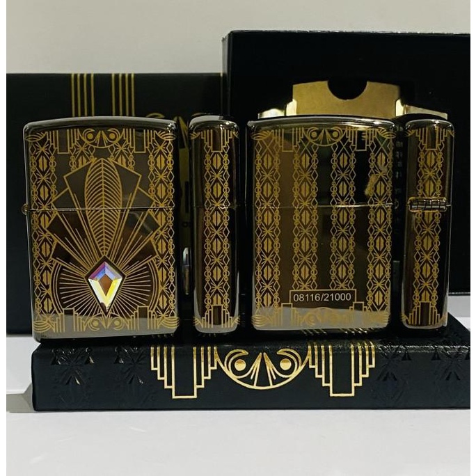 Original Zippo 49501 Crystal Art Deco Gold Plated Coty 2021 Limited