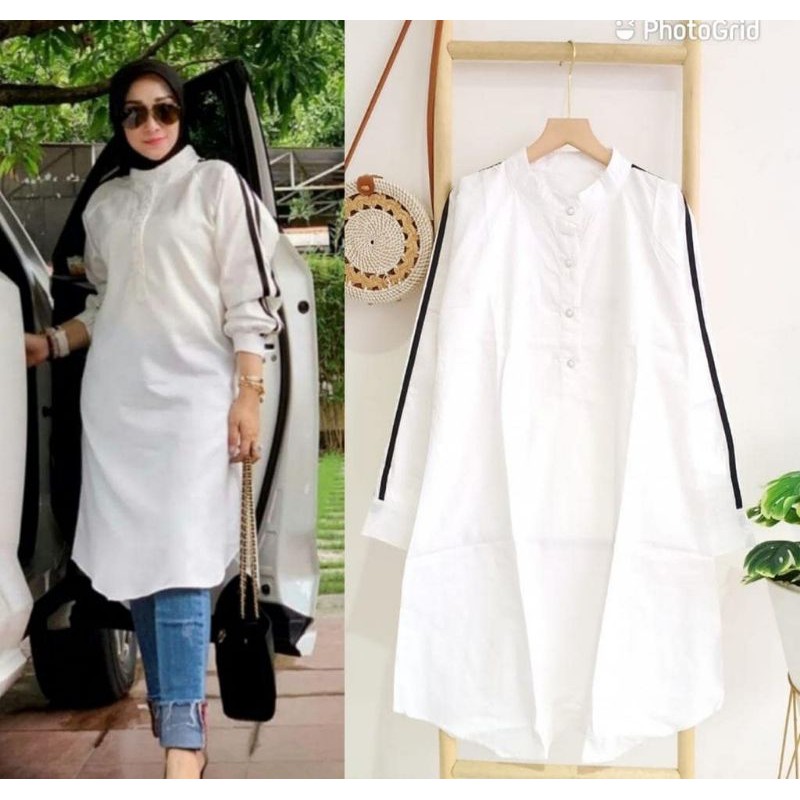 Tunik Putih Jumbo tunik muslim linea list hitam tunik jumbo wanita baju atasan wanita baju jumbo